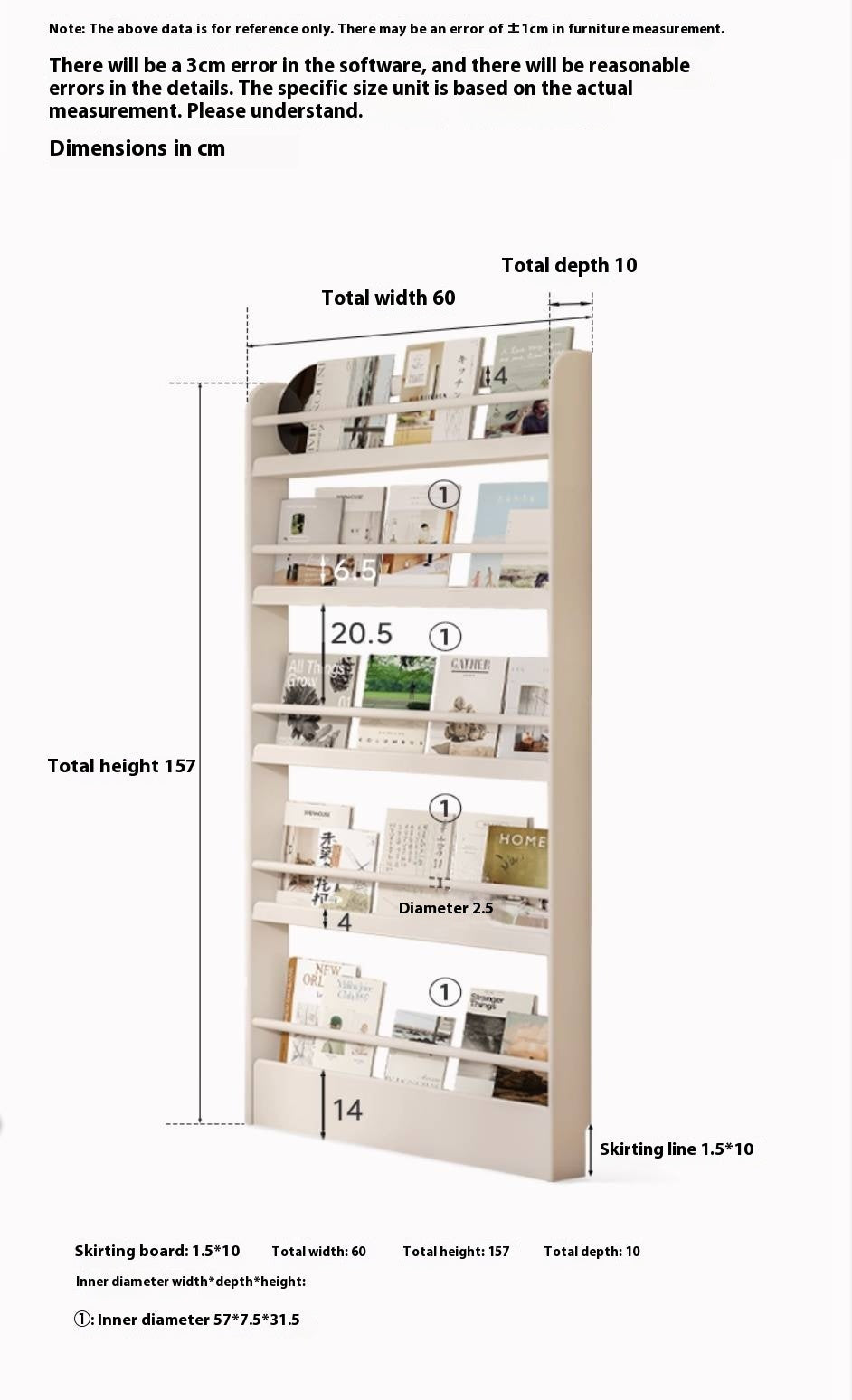 Rubberwood Solid Wood Cream Style Bookshelf
