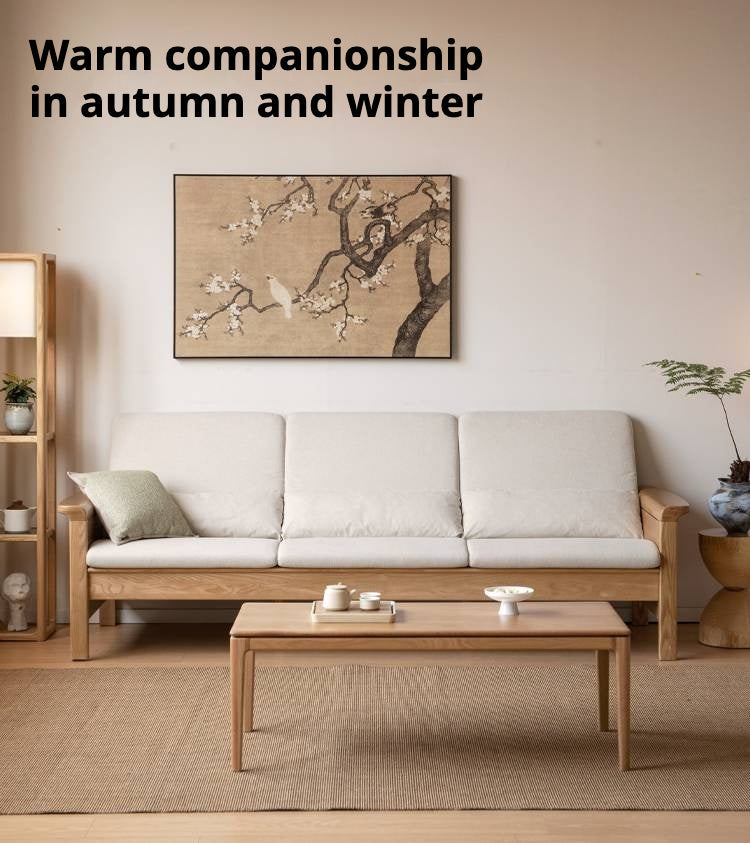 Ash Solid Wood Dual-purpose Fabric Sofa.