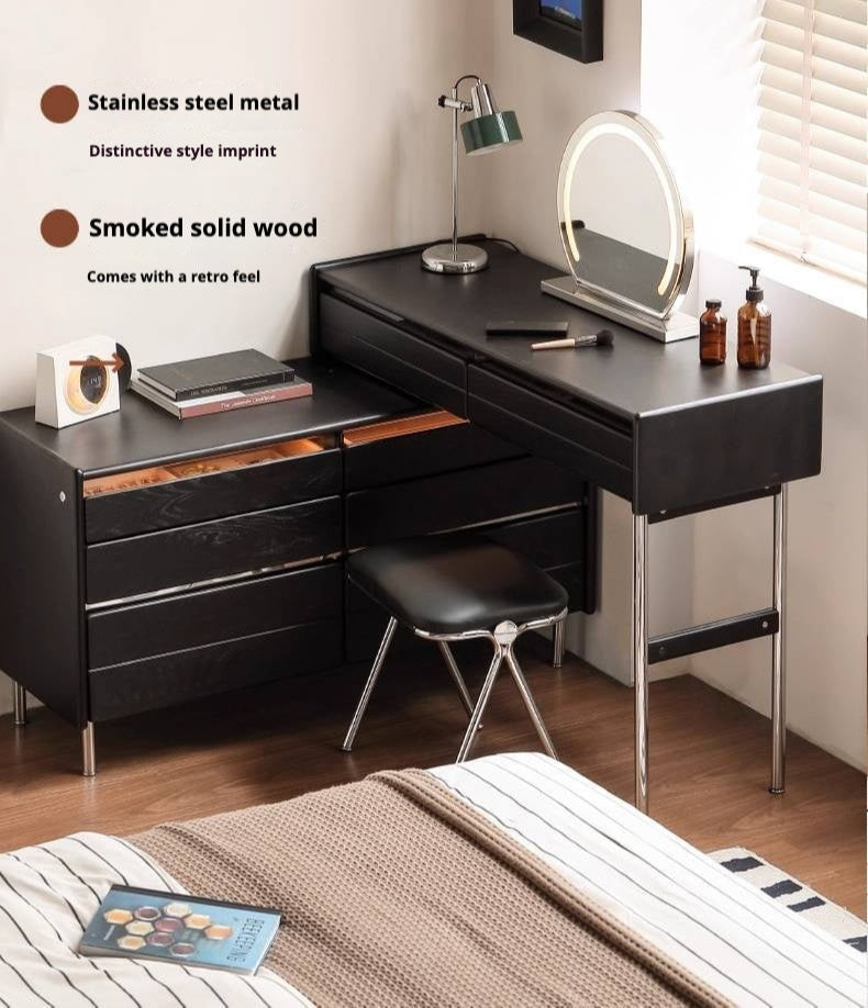 Ash Solid Wood Bauhaus Retractable Makeup Table