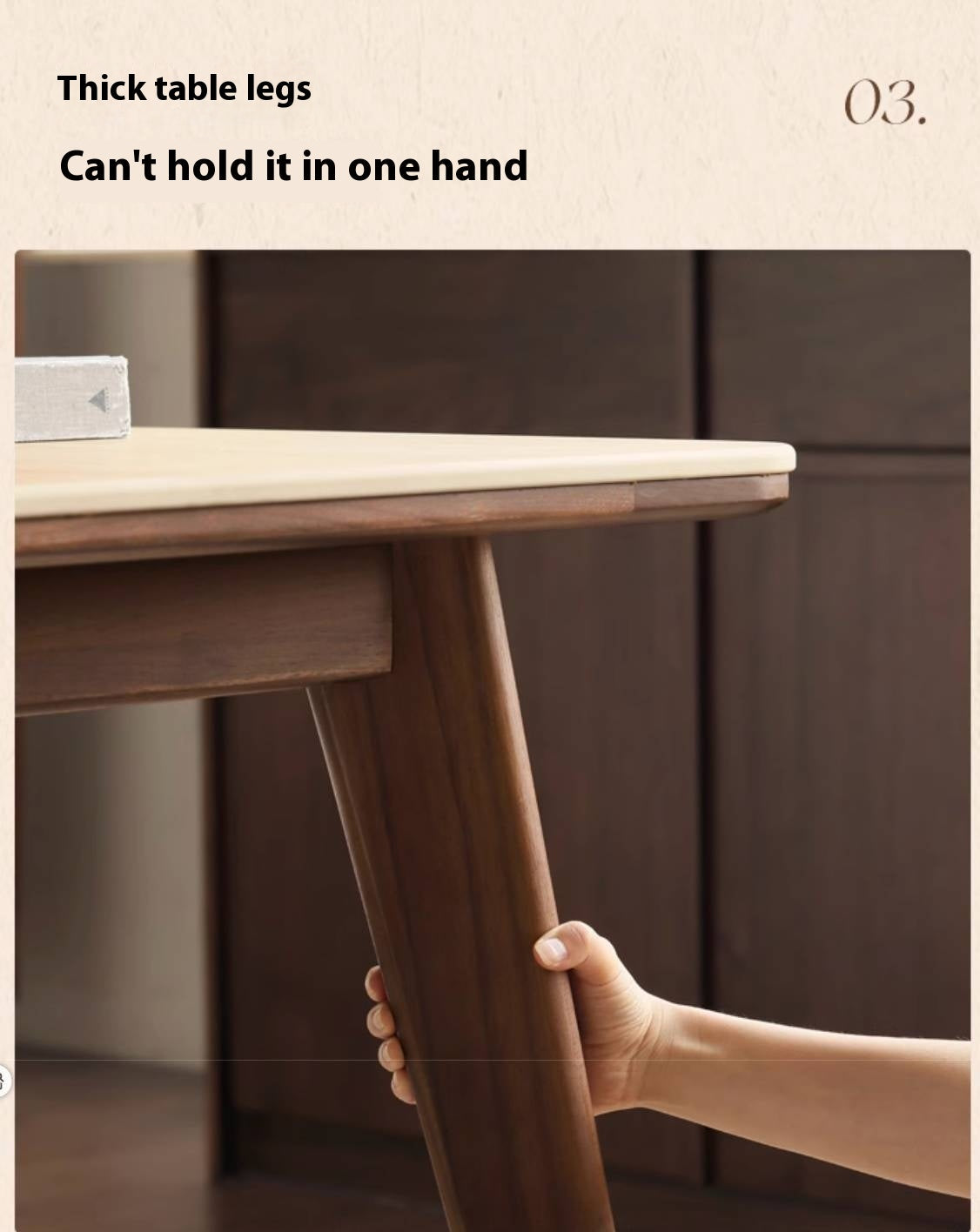 Black Walnut Solid Wood Vintage Rock Plate Dining Table