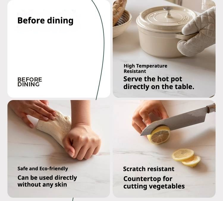 Oak Solid Wood Modern Rock Plate Dining Table