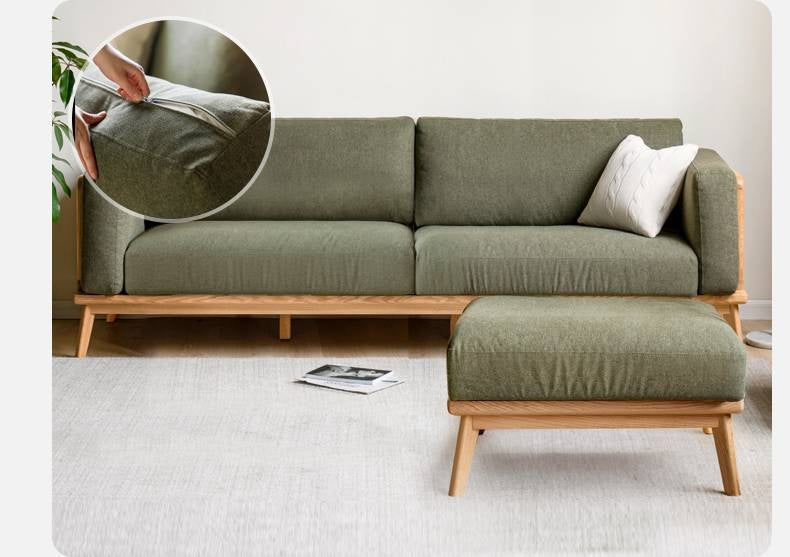 Ash, Oak, Black Walnut Solid Wood  Fabric Footstool-