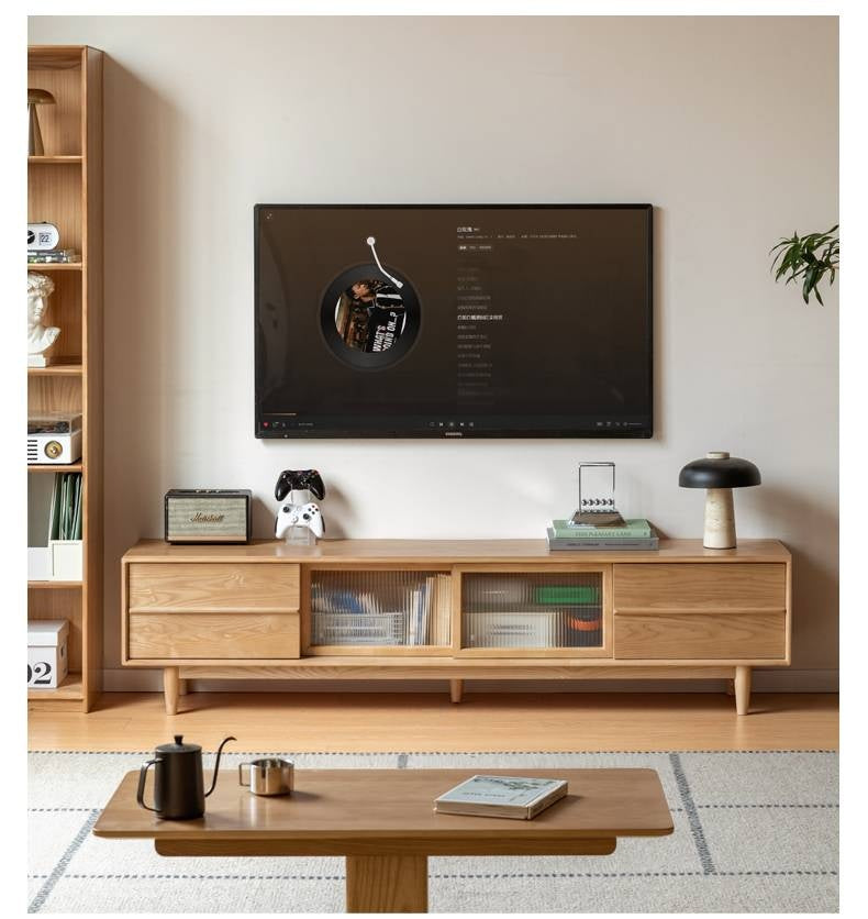 Ash Solid Wood Modern Style TV Stand