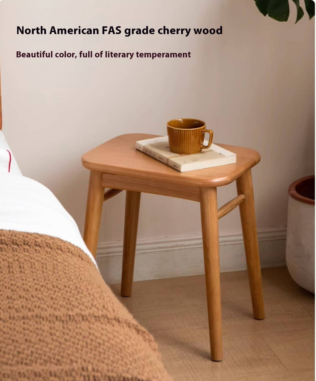 Black Walnut, Oak, Cherry, Rubberwood, Sandalwood Solid Wood Dressing Stool