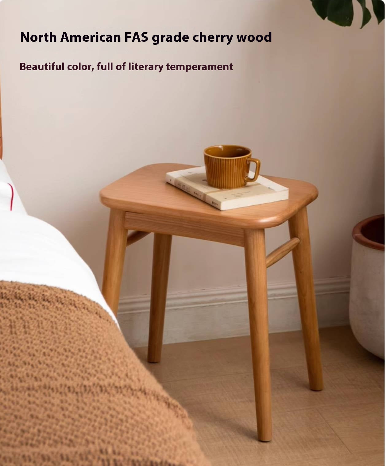 Black Walnut, Oak, Cherry, Rubberwood, Sandalwood Solid Wood Dressing Stool