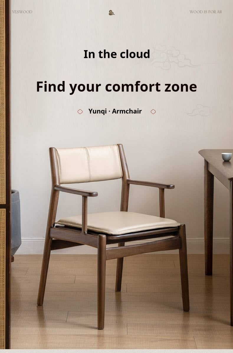 Golden Sandalwood Solid Wood Dining Soft Chair