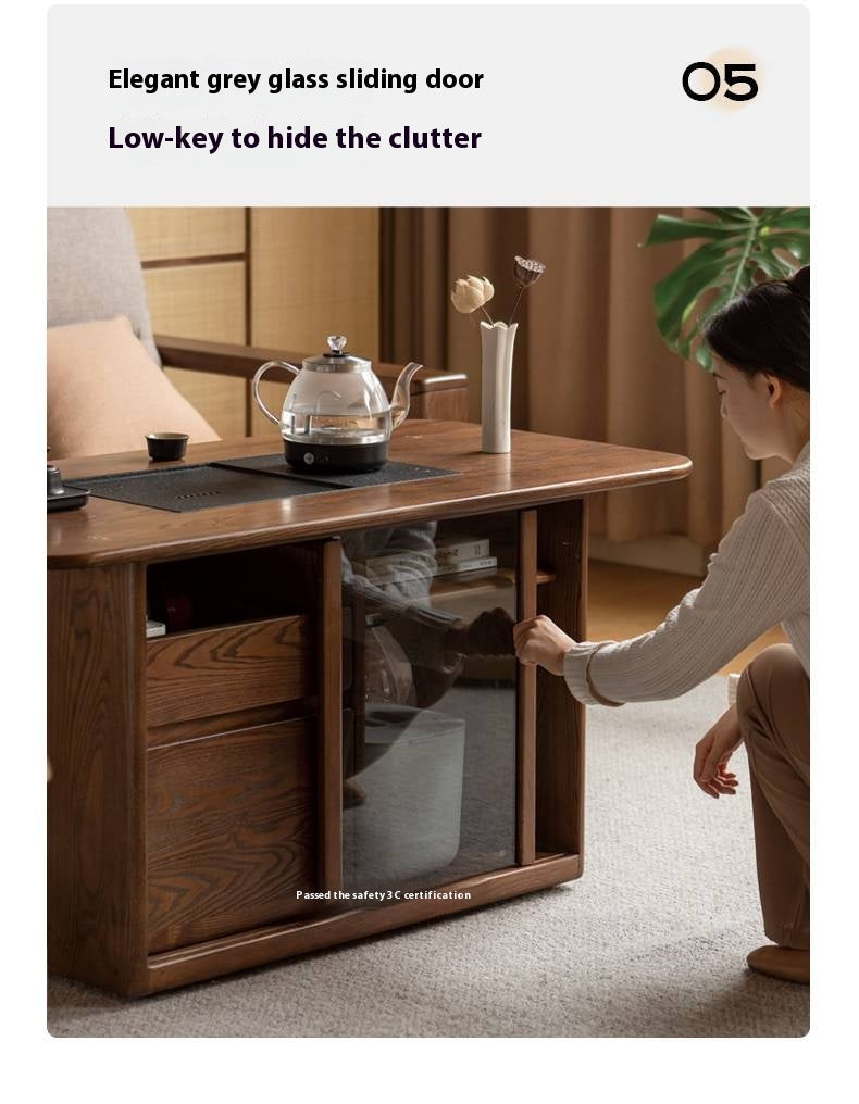 Ash Solid Wood Mobile High Tea Table