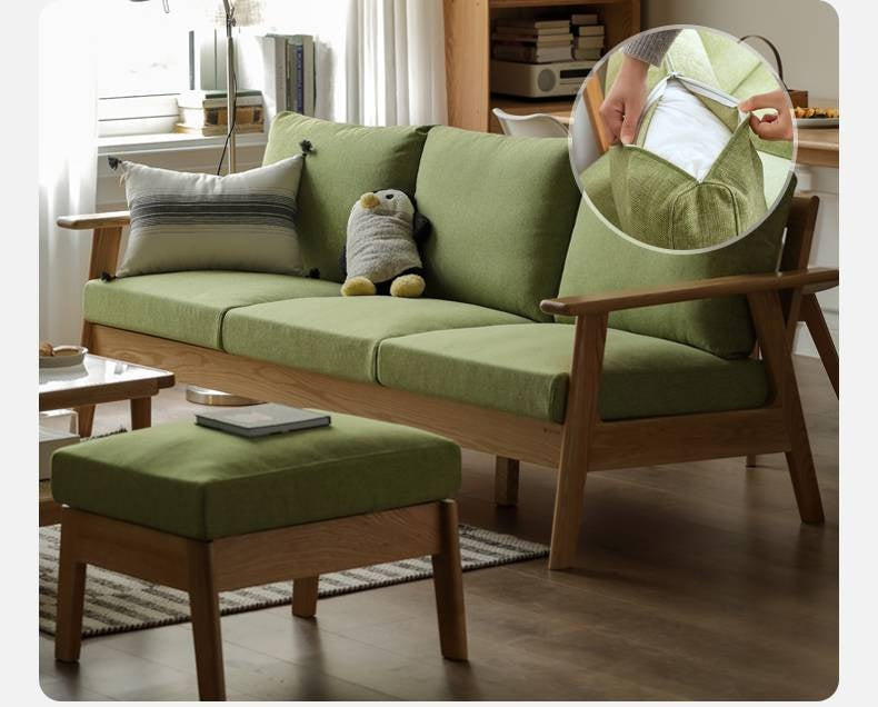 Ash, Oak, Black Walnut Solid Wood  Fabric Footstool-