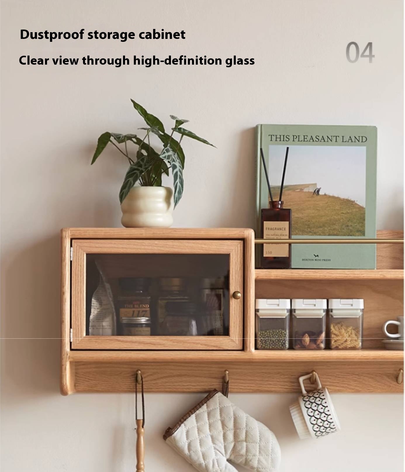 Oak Solid Wood Modern Style Wall Cabinet