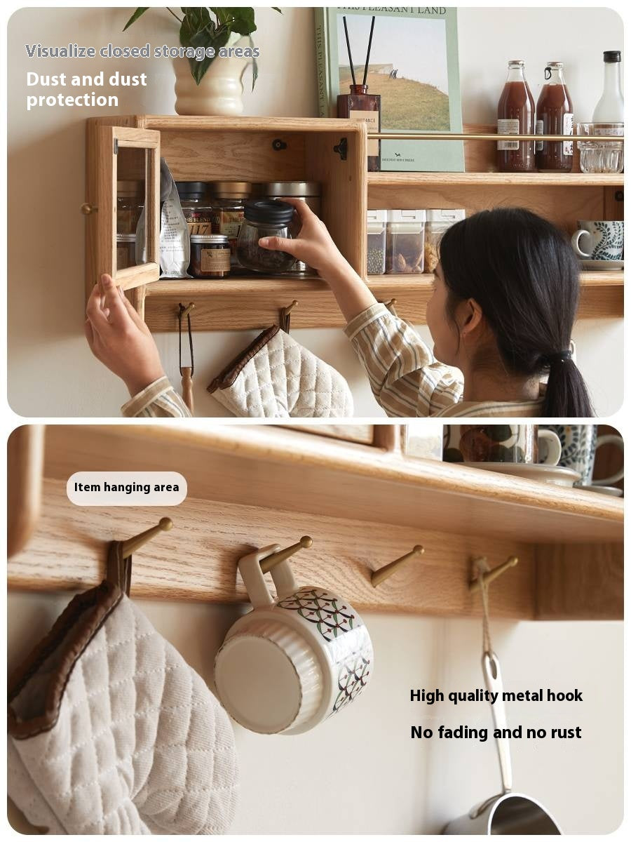 Oak Solid Wood Modern Style Wall Cabinet