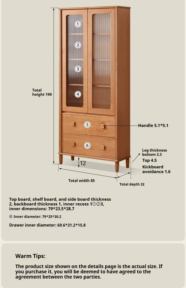Cherry Solid Wood Middle Ancient Style Bookcase