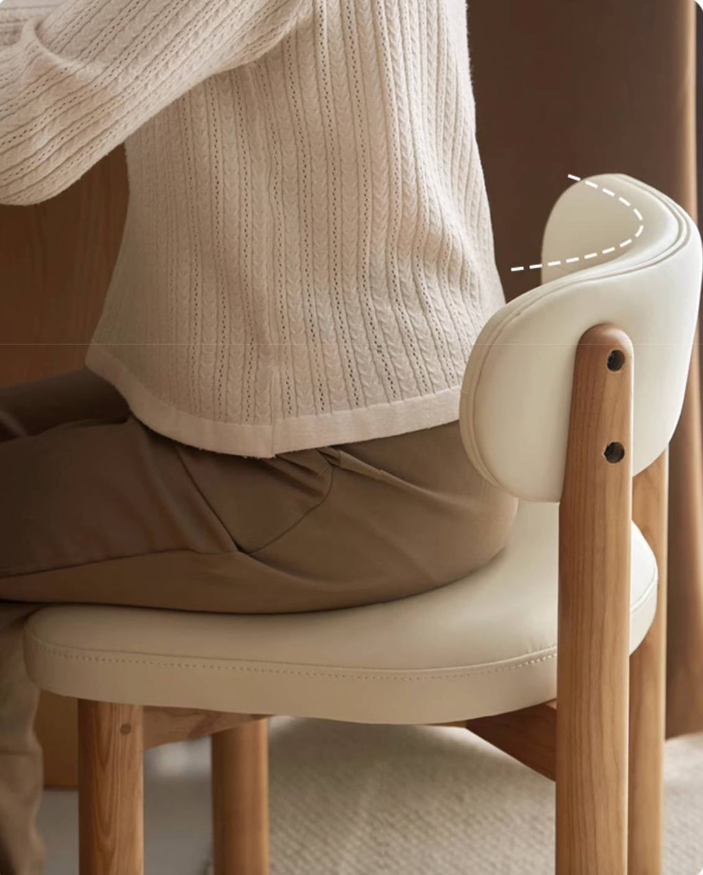 Ash Solid Wood Modern Makeup Stool