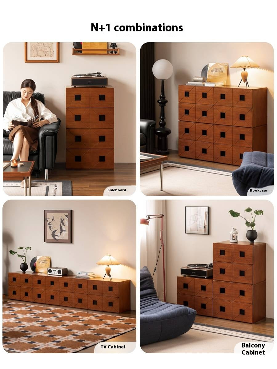 Poplar Solid Wood Modular TV Stand In Antique Style