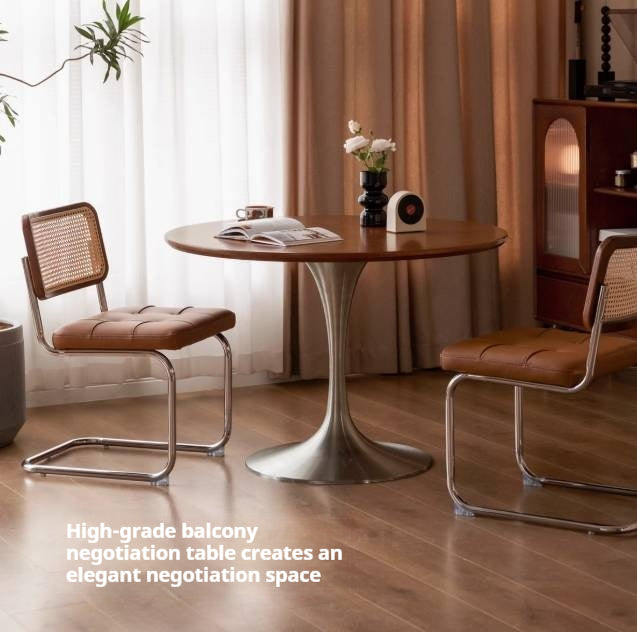 Poplar Solid Wood Antique Style Round Bauhaus Tea Table