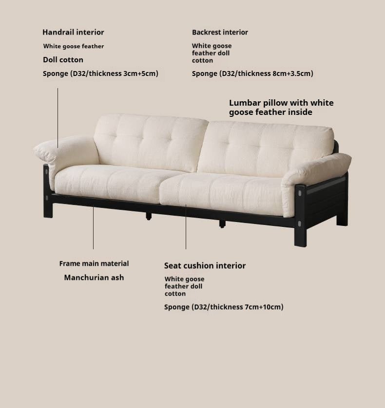 Ash Solid Wood Fabric, Leather Sofa