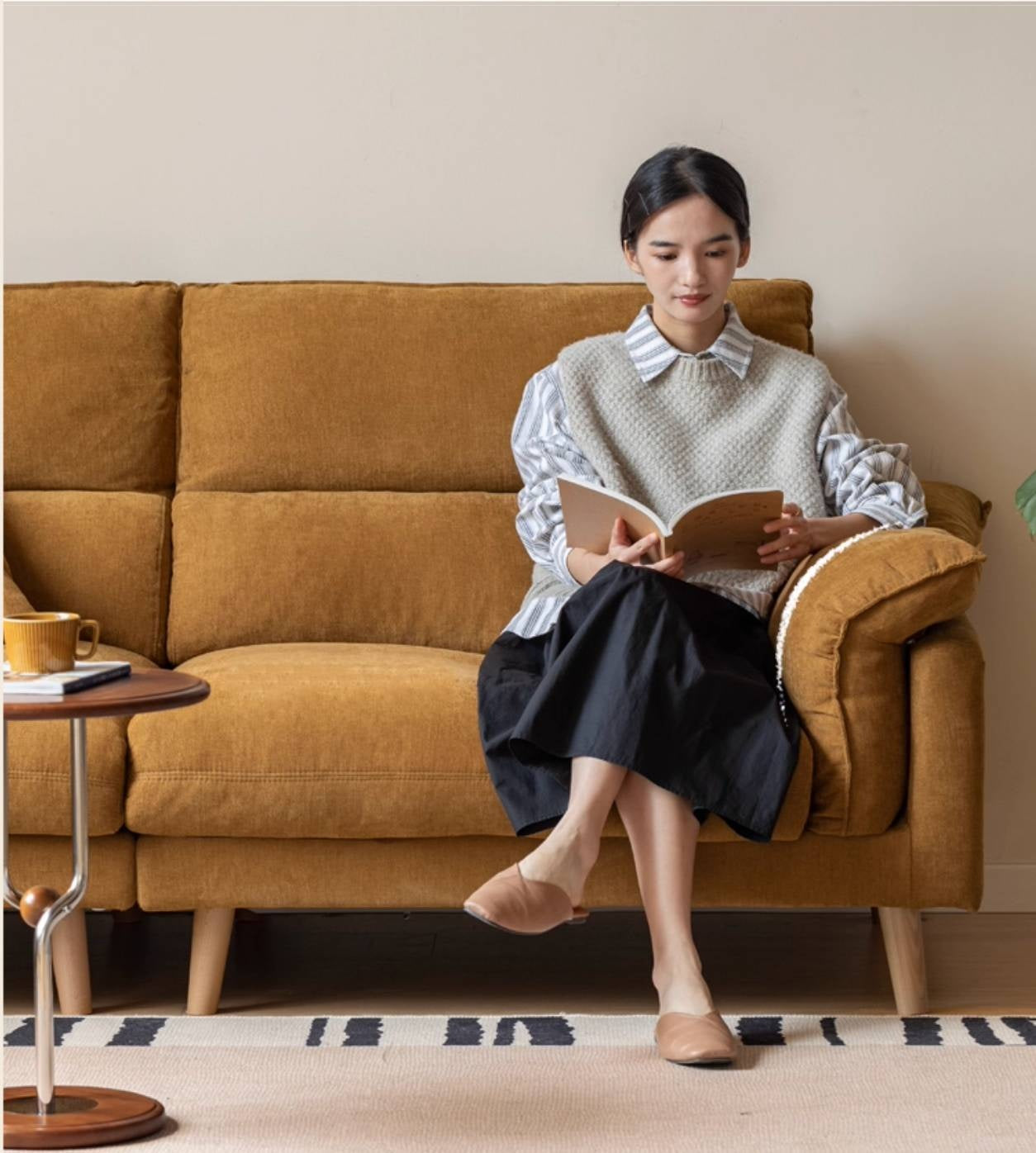 Fabric Sofa Simple High Backrest-