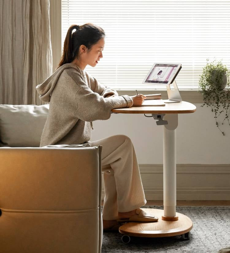 Oak Solid Wood Mobile Standing Desk