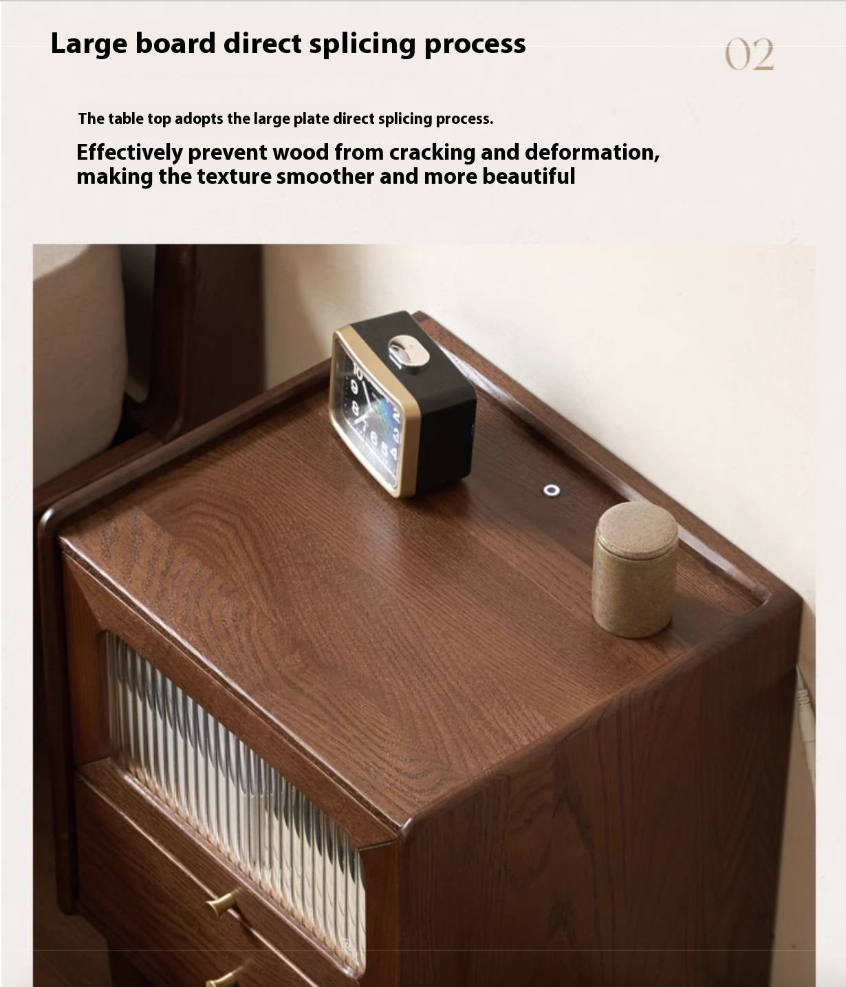 Oak Solid Wood Modern Style Nightstand