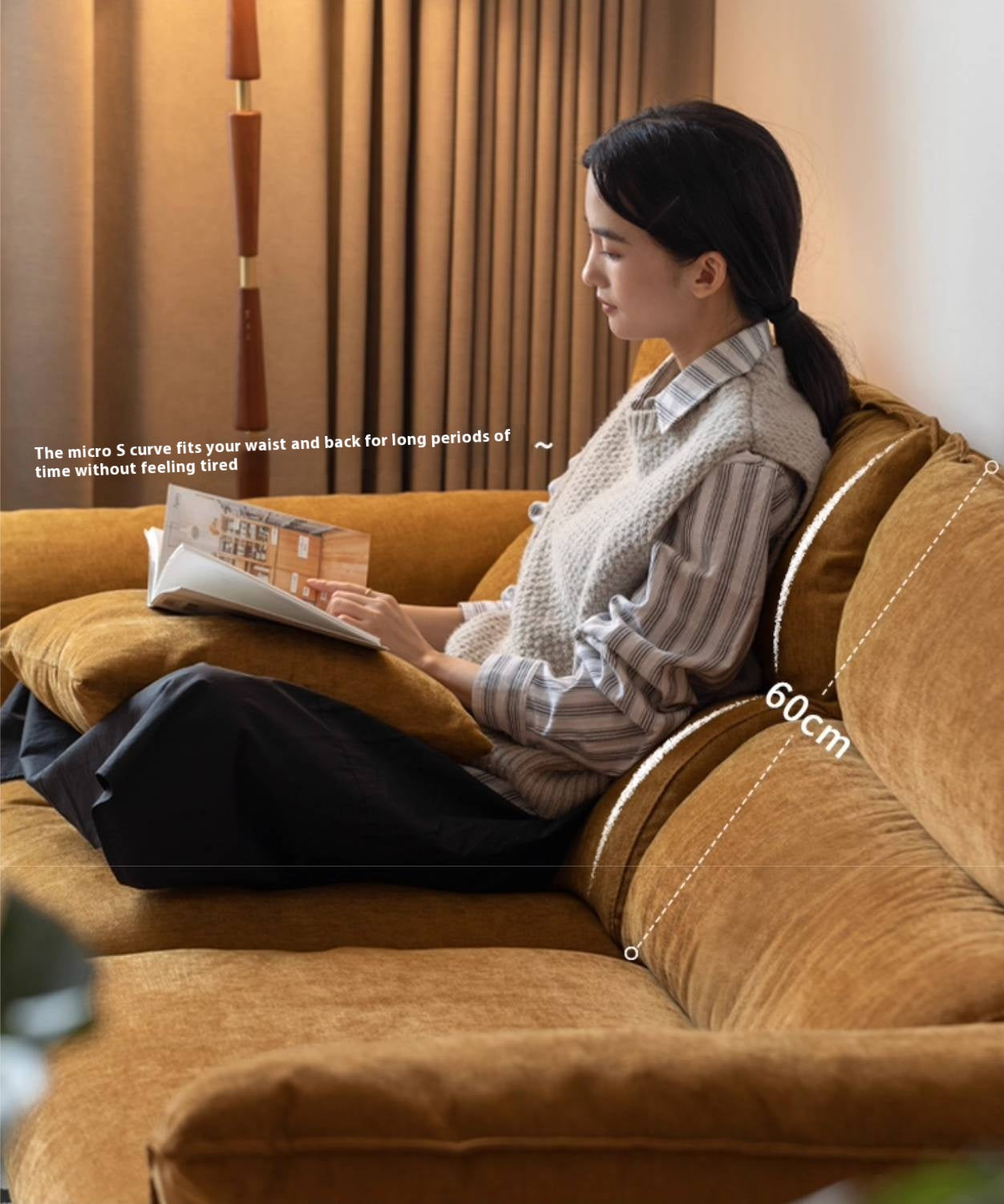 Fabric Sofa Simple High Backrest-