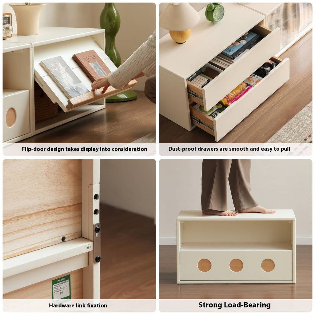 Rubber, Oak Solid wood Module Combination TV Stand.