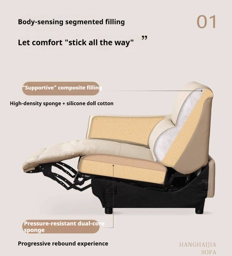 Leather Top Layer Cowhide Retractable Electric Sofa