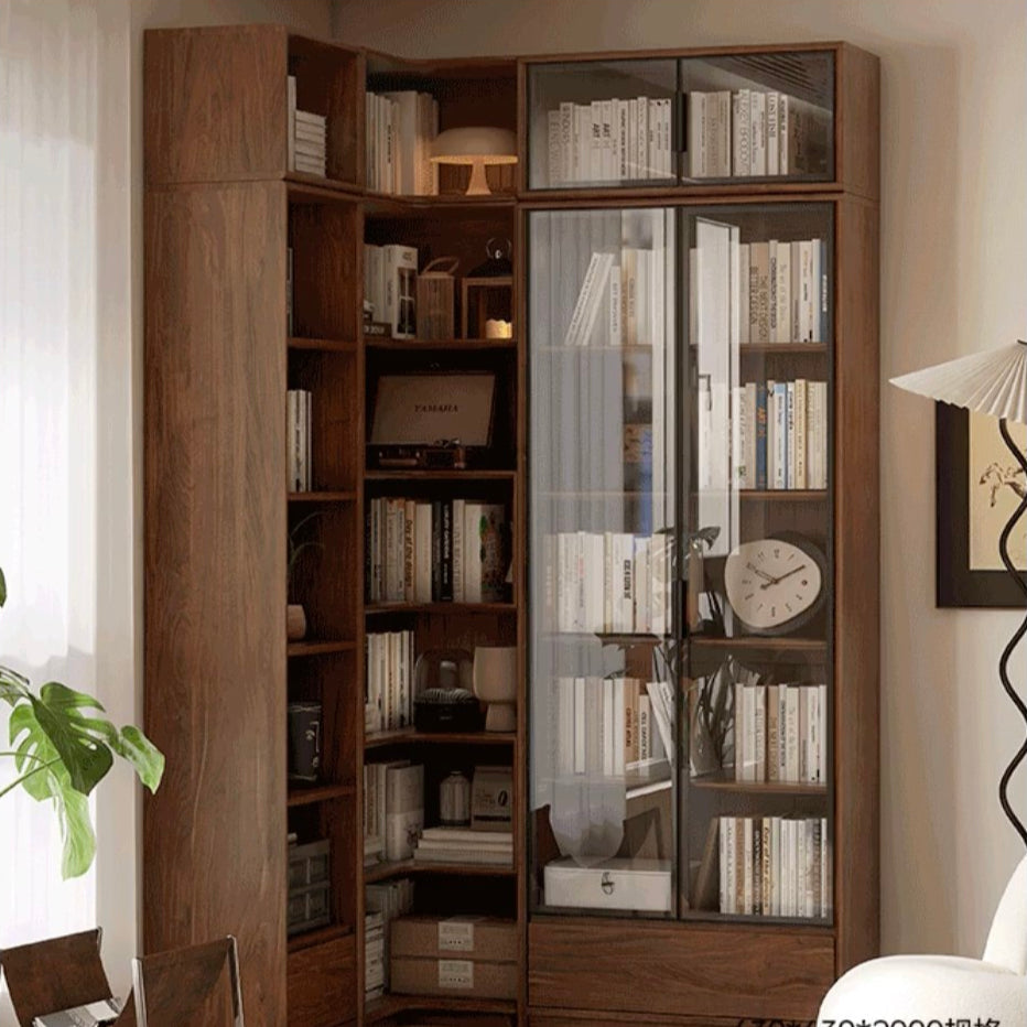 Black Walnut, Golden Sandalwood Solid Wood Bookshelf