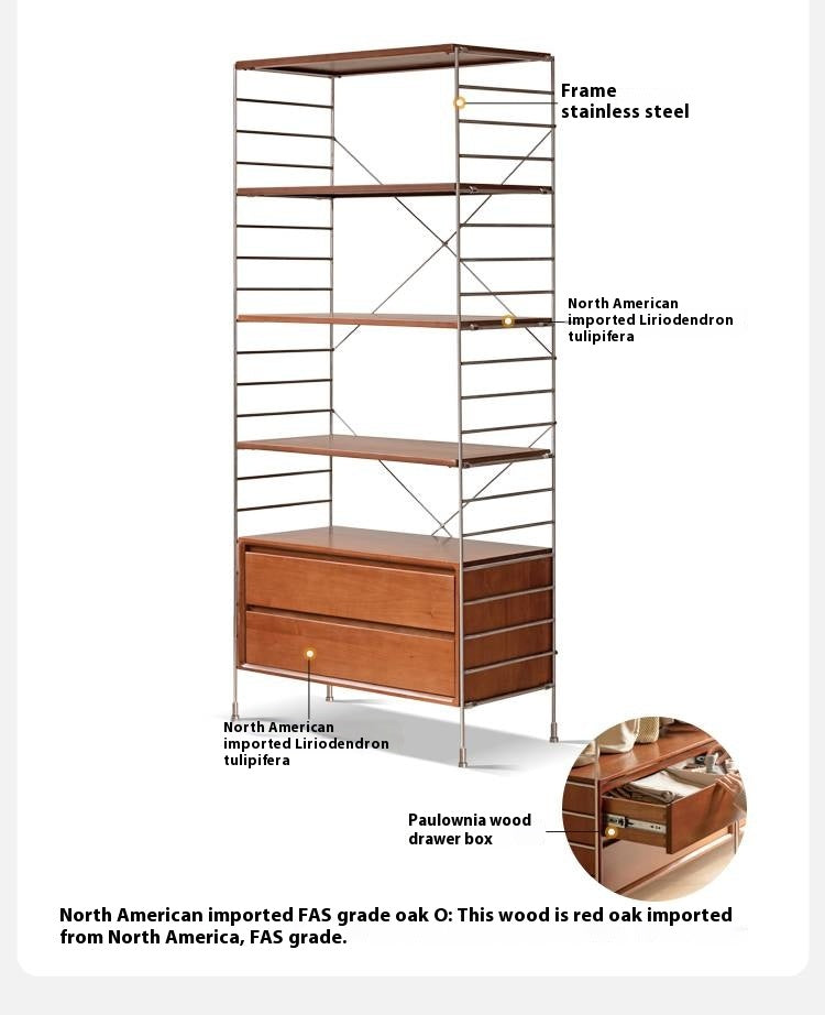 Poplar Solid Wood Retro Shelf Bookshelf