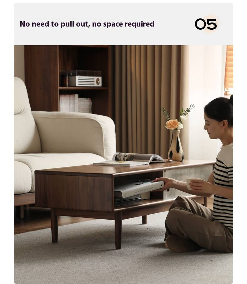 Black Walnut, Oak, Solid Rubberwood Solid Wood Modern Style Tea Table