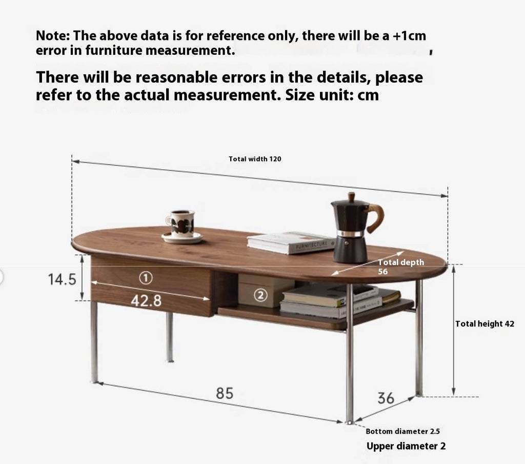 Black Walnut Solid Wood Italian Light Luxury Style Coffee Table
