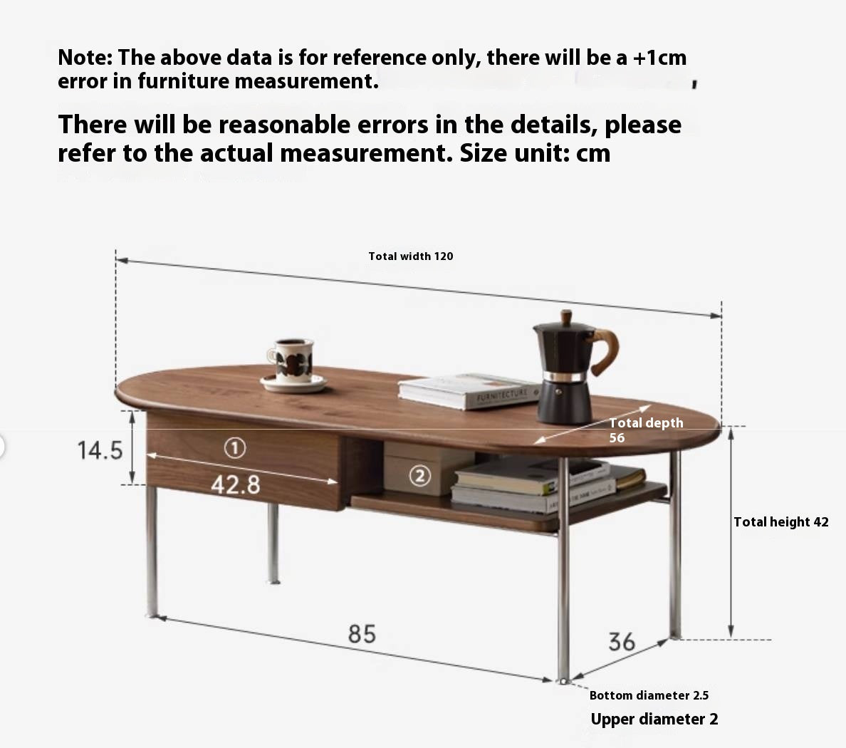 Black Walnut Solid Wood Italian Light Luxury Style Coffee Table