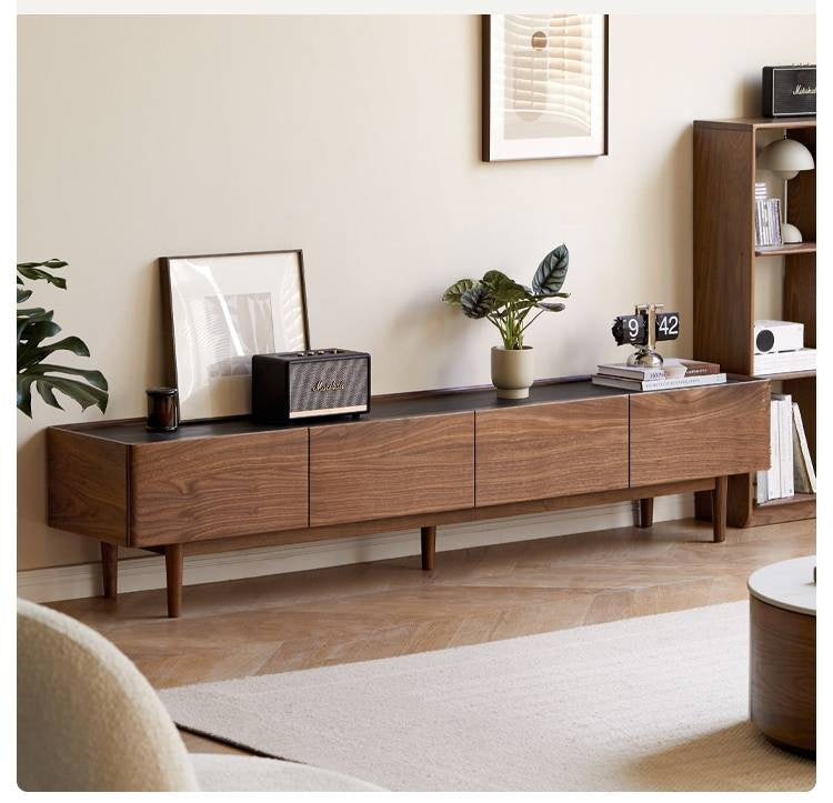 Black Walnut Solid Wood Modern TV Cabinet For Living Room