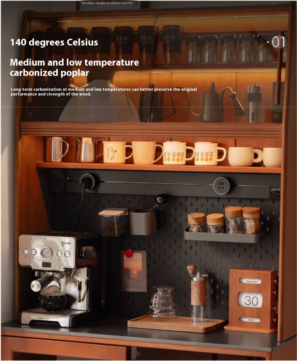 Poplar Solid Wood Antique Style Rock Board Buffet