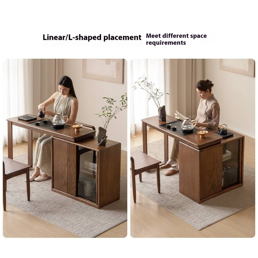 Ash Solid Wood Retractable Office Desk