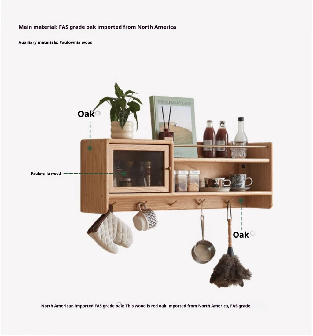 Oak Solid Wood Modern Style Wall Cabinet