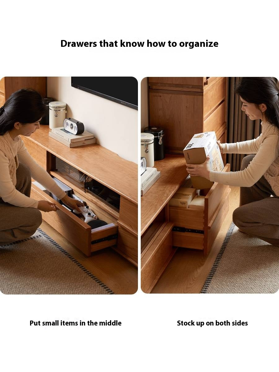 Cherry Solid Wood Modern Simple Floor TV Stand