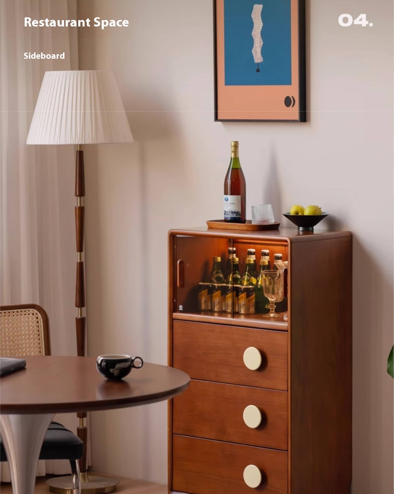 Poplar Solid Wood Middle Ages Side Cabinet