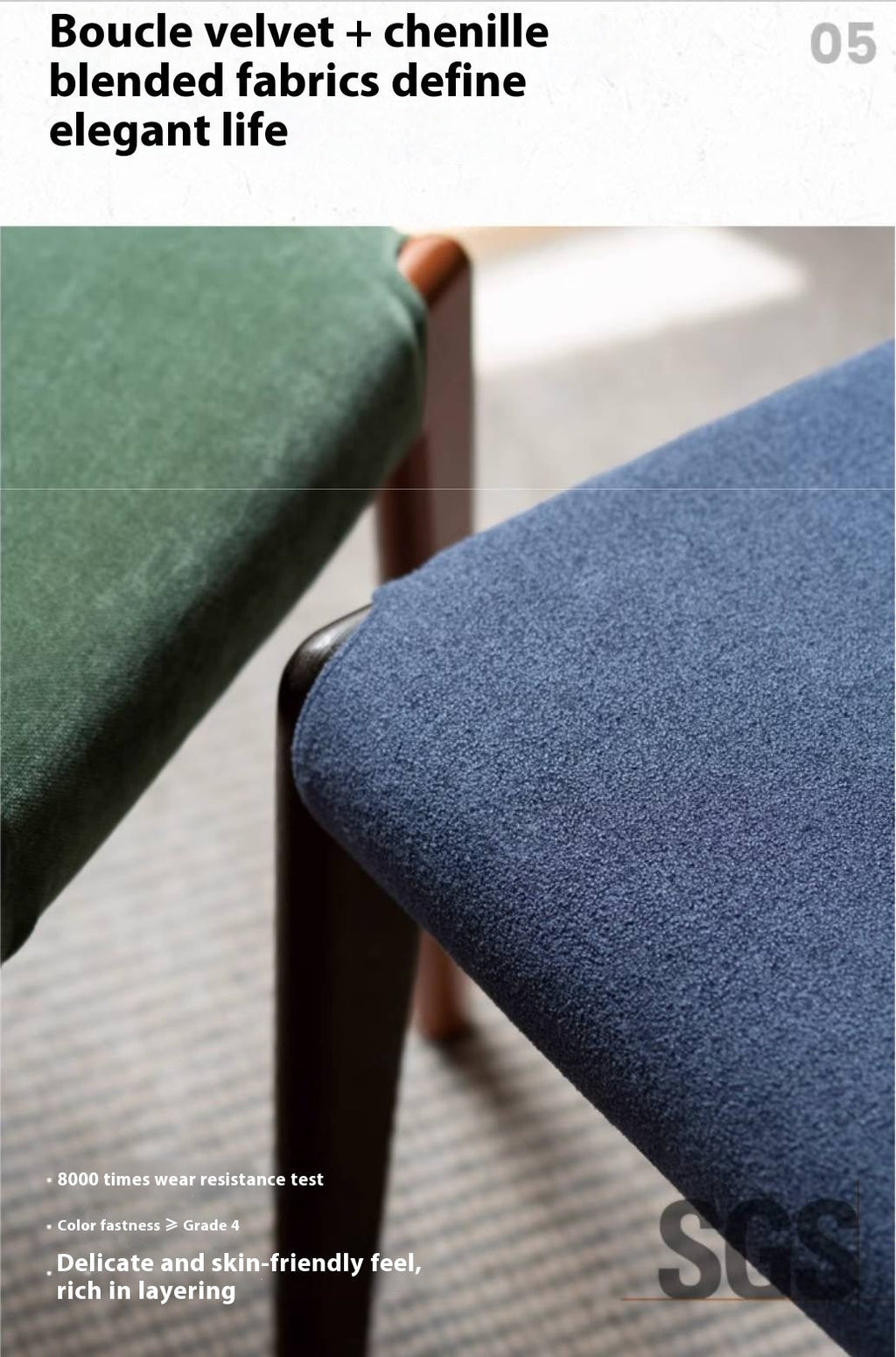 Set 4 pcs Beech Solid Wood Retro Style Dining Chair