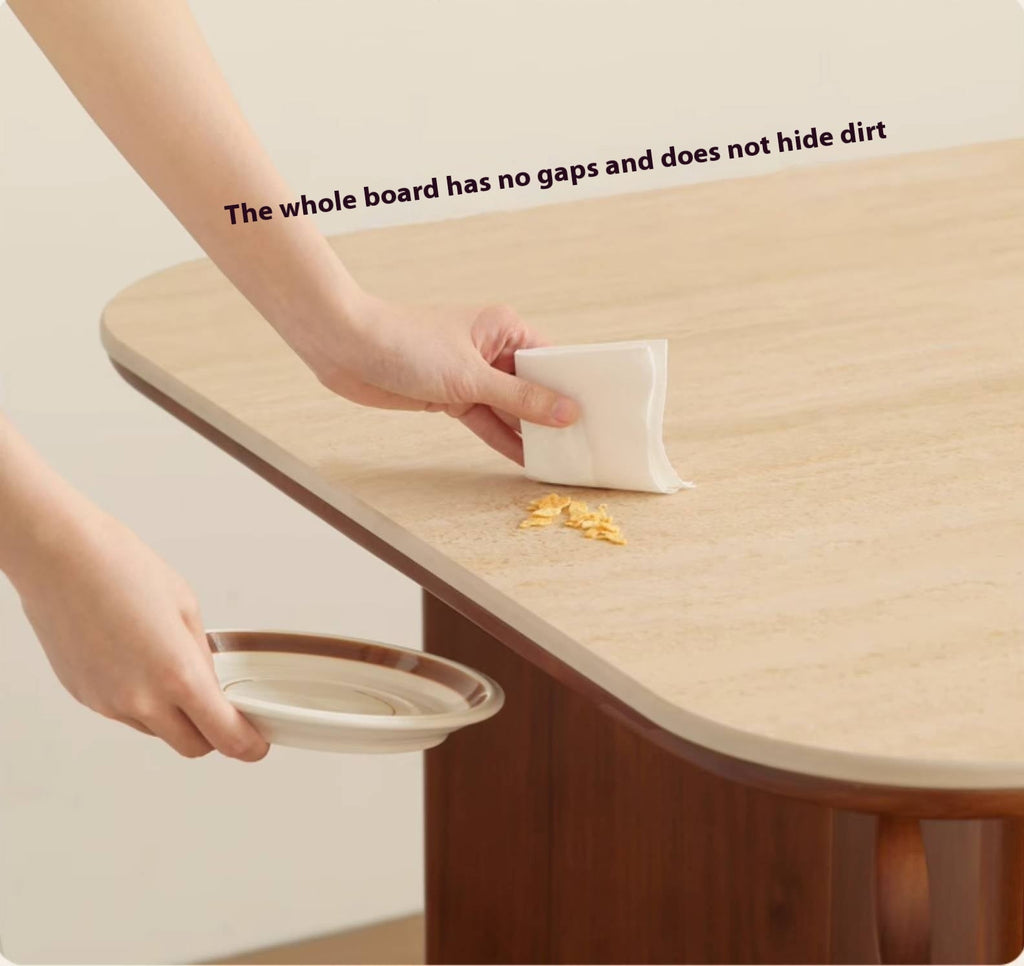 Poplar Solid Wood Medieval Style Rock Plate Dining Table