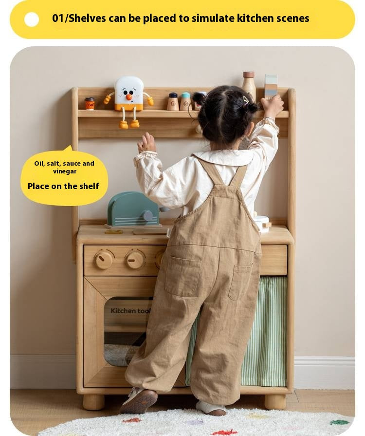 Poplar Solid Wood Montessori Kids Kitchen Cabinet