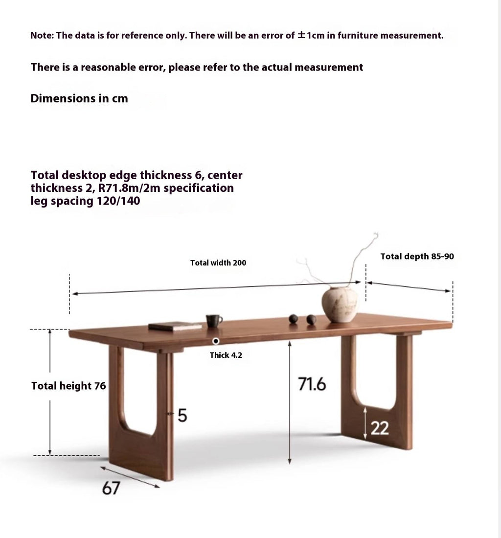 Black Walnut Solid Wood Wabi Sabi Style Large Board Dining Table