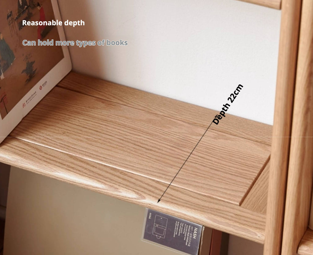 Oak Solid Wood Modern Ultra-Thin Bookshelf