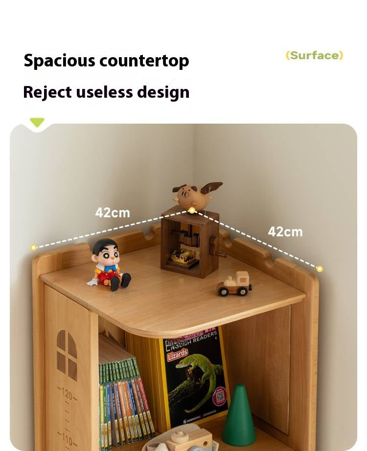 Beech Solid Wood Children's Bookshelf Storage Corner Cabinet
