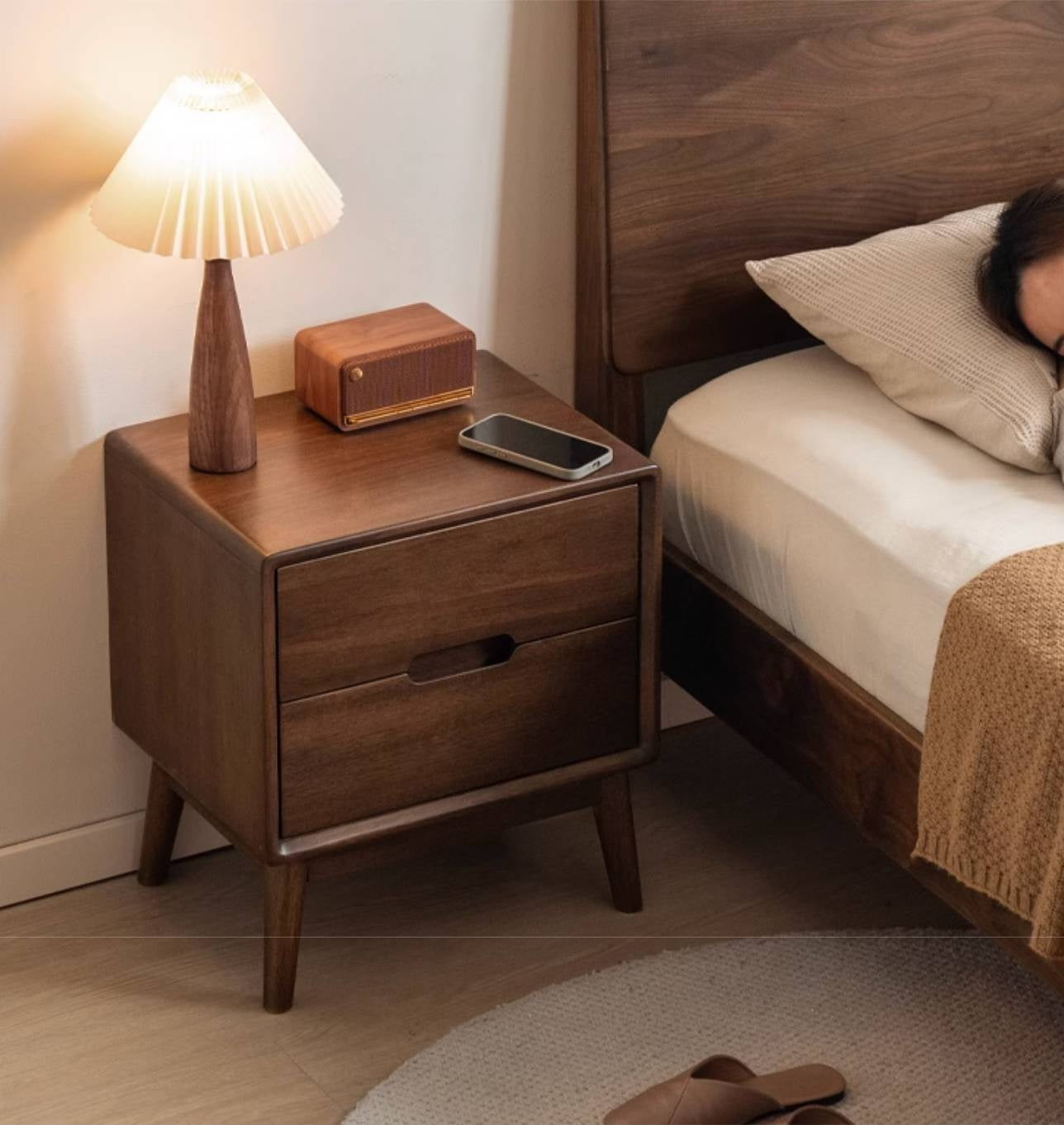 Black Walnut Solid Wood Modern Style Nightstand