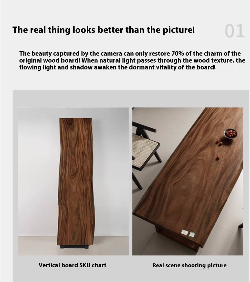 Black Walnut Solid Wood Wabi Sabi Style Dining Table Board