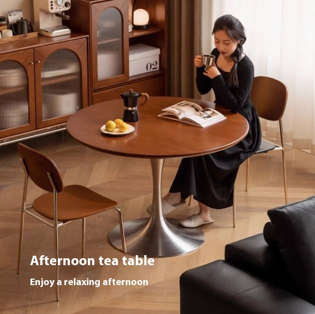 Poplar Solid Wood Antique Style Round Bauhaus Tea Table