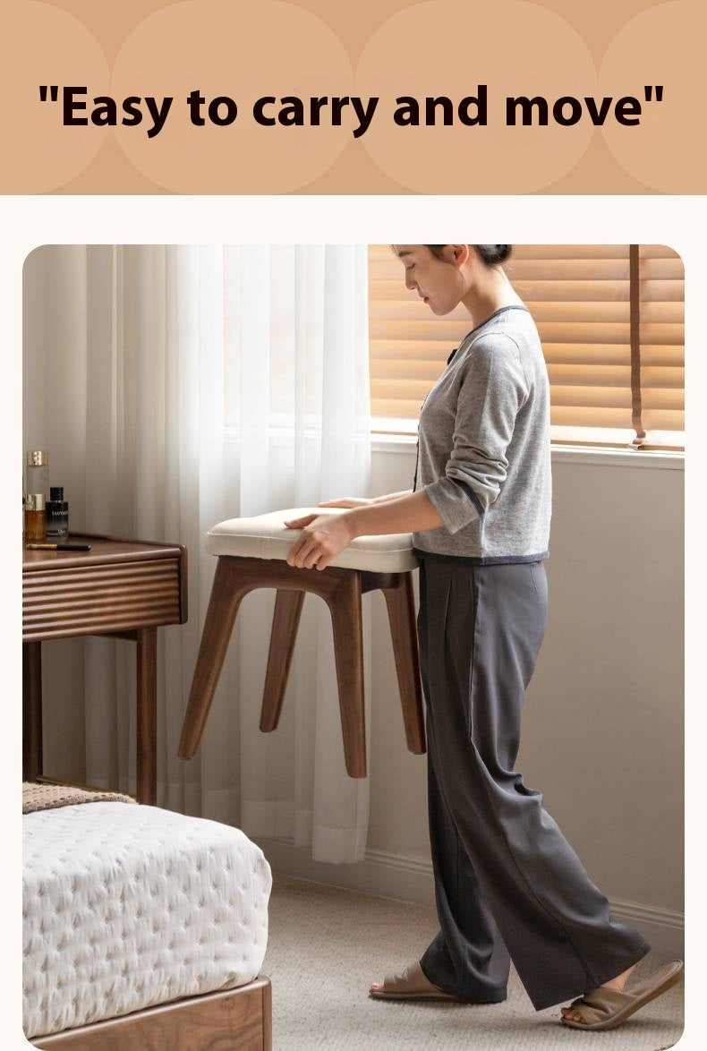 Ash, Black Walnut, Oak, Sandalwood Solid Wood Makeup Stool