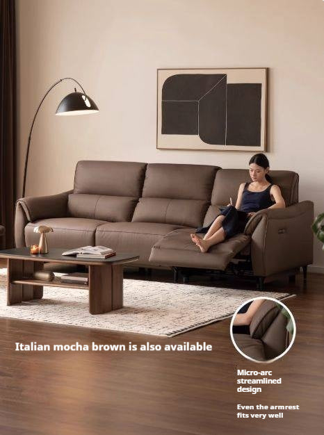 Leather Top Layer Cowhide Retractable Electric Sofa