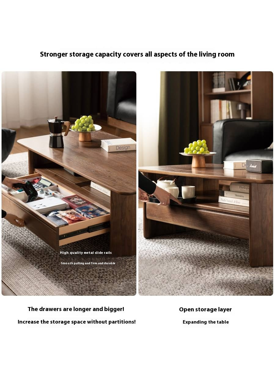 Black Walnut Solid Wood Rock Plate Coffee Table