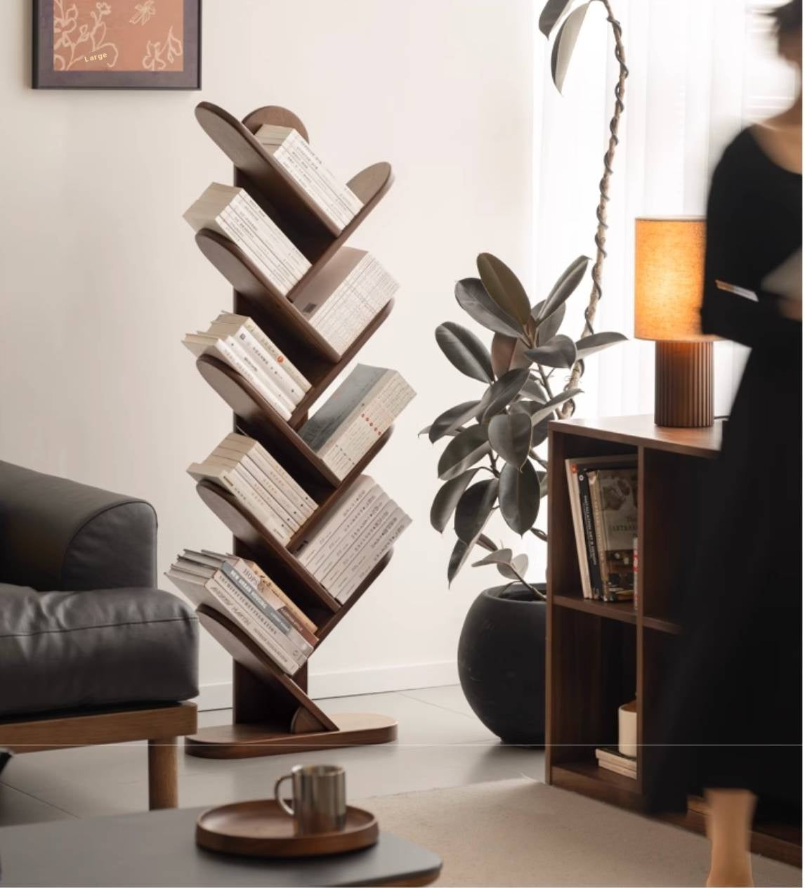 Black Walnut, South American Walnut Solid Wood Layer Rack Bookshelf