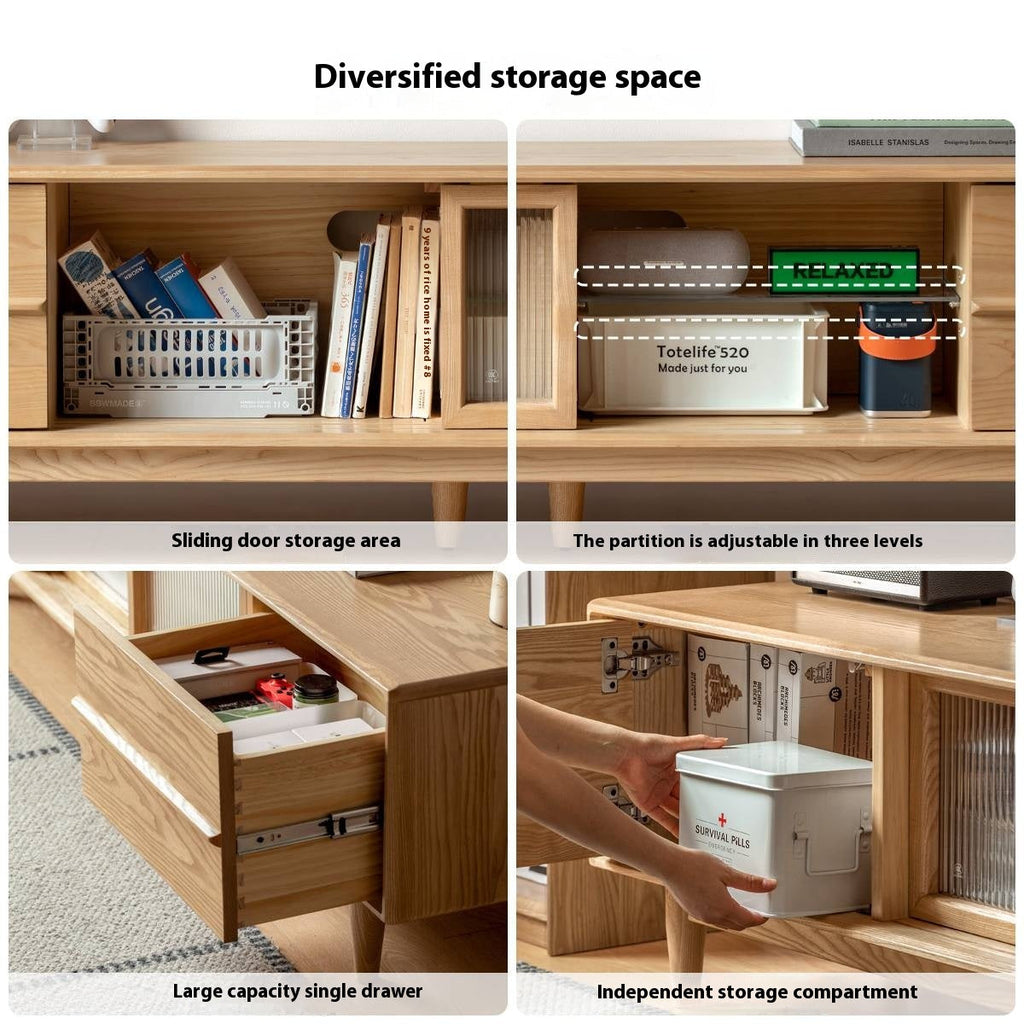 Ash Solid Wood Modern Style TV Stand